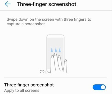 Включите опцию жестов-скриншотов