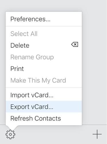 Экспорт vCard с контактами вашего iPhone из iCloud