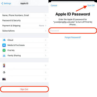 Выйдите из Apple ID на вашем iPhone