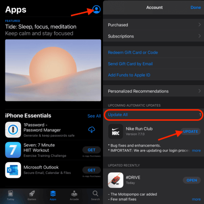Обновите все приложения или определенное приложение в App Store