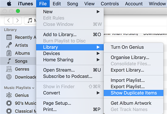 Просмотр повторяющихся объектов в iTunes для Mac