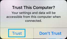 Доверяйте этому компьютеру, когда iTunes выскакивает для подключения iPhone
