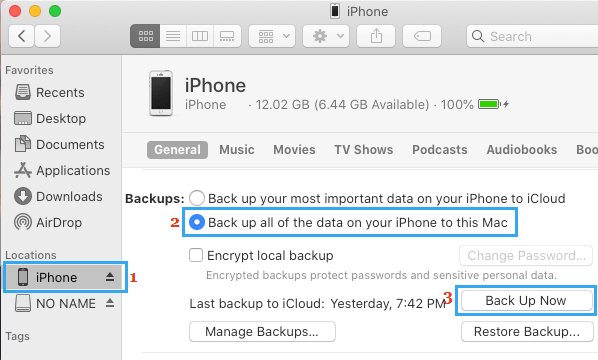 Резервное копирование всех данных iPhone на Mac