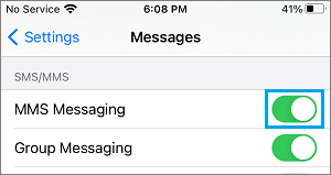 Включение обмена сообщениями MMS на iPhone