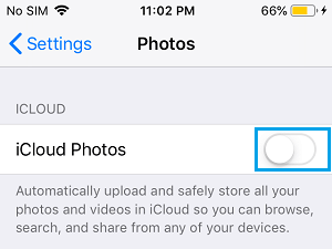 Отключить фото iCloud на iPhone