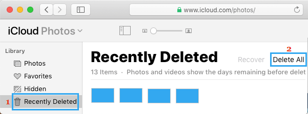 Удалить все недавно удаленные фотографии из iCloud