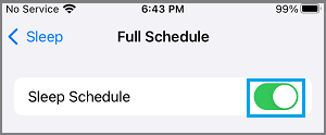 Включить график сна на iPhone