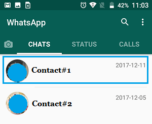 Вкладка чатов в WhatsApp на телефоне Android
