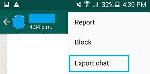 Вариант экспорта чата в WhatsApp Android