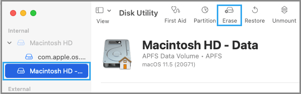 Удалите Macintosh HD с помощью дисковой утилиты