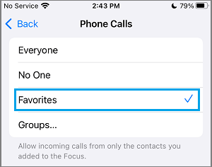 Разрешить звонки из избранных во время периода «Не беспокоить» на iPhone