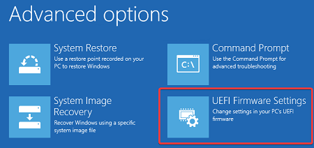 Откройте опцию настроек прошивки UEFI в Windows 