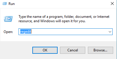 Откройте реестр Windows с помощью команды 