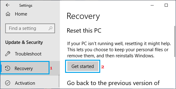 Параметр «Сбросить этот компьютер» в Windows