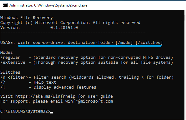 Инструкции по использованию восстановления файлов Windows