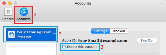 Отключить iMessage на Mac