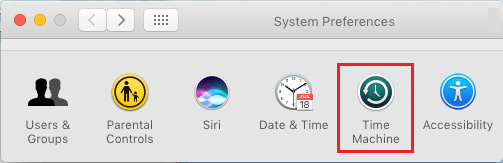 Откройте настройки системы резервного копирования Time Machine на Mac