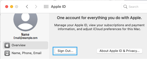 Выйти из Apple ID на Mac