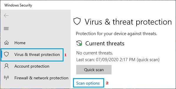 Параметры сканирования на вредоносное ПО в системе безопасности Windows
