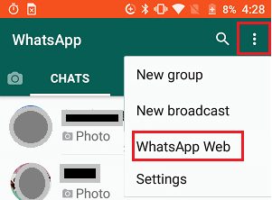Откройте WhatsApp Web на телефоне Android