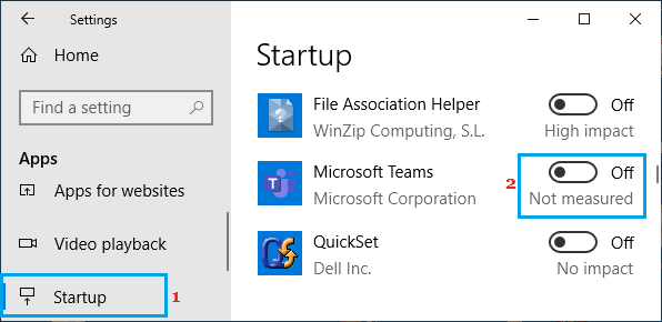 Отключить автозапуск Microsoft Teams