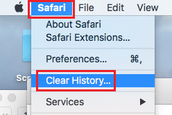 Параметр очистки истории браузера Safari на Mac