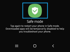 Подсказка безопасного режима на телефоне Android