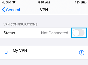 Отключить VPN на iPhone