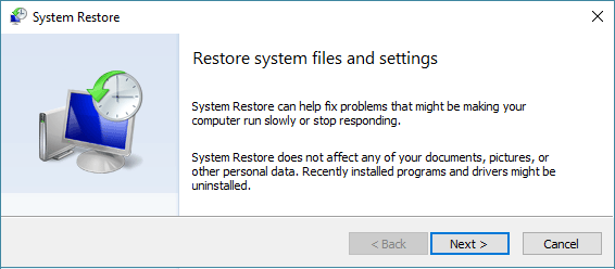 Начальный экран восстановления системы в Windows