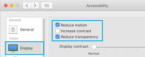 Уменьшите движение и прозрачность на Mac