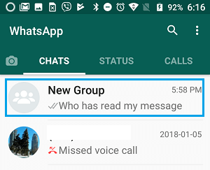 Откройте групповой чат в WhatsApp на телефоне Android