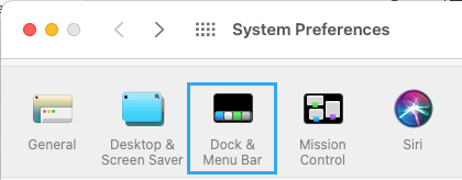 Значок панели Dock и меню в системных настройках Mac