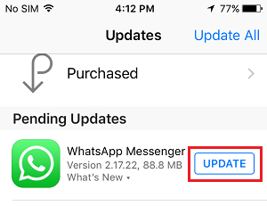 Вручную обновите WhatsApp Messenger на iPhone