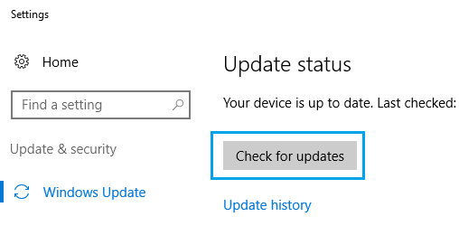 Проверить наличие обновлений в Windows 10