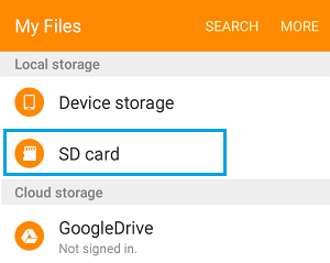Откройте хранилище SD-карты на телефоне Android