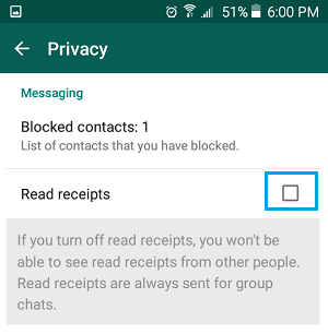 Отключить уведомления о прочтении WhatsApp на телефоне Android