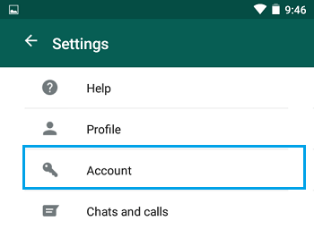 Настройки учетной записи WhatsApp на Android