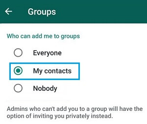 Кто может добавить меня в группы в WhatsApp Android