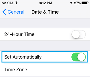 Автоматическая установка даты и времени на iPhone