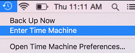 Войдите в опцию Time Machine на Mac