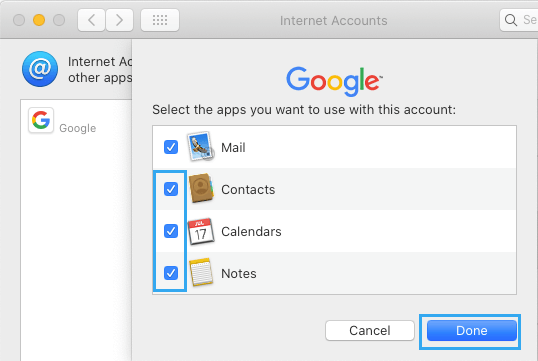 Выберите приложения для связи с учетной записью электронной почты на Mac
