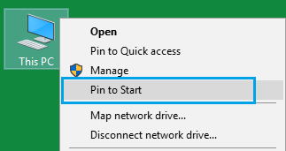 Закрепить значок рабочего стола в меню «Пуск» Windows 10