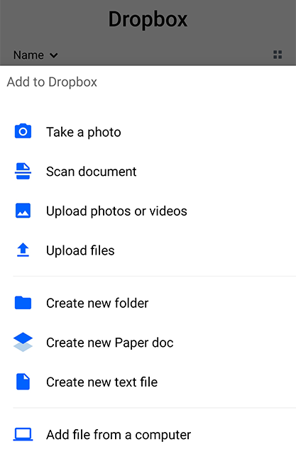 Загрузить файлы в Dropbox