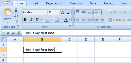 Первая строка в ячейке Excel