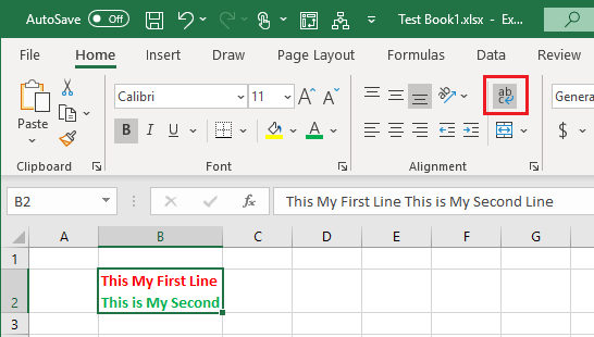Параметр переноса текста в Excel