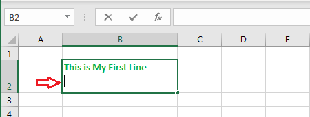 Курсор во второй строке в ячейке Excel