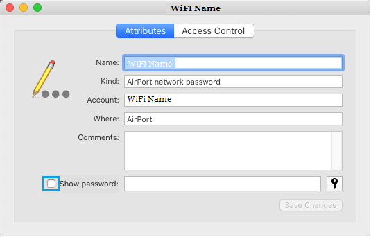 Показать параметр пароля Wi-Fi на Mac