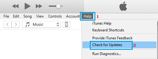 Проверить наличие обновлений iTunes на ПК с Windows