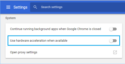 Отключить аппаратное ускорение в браузере Chrome