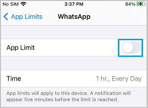 Отключить ограничение времени экрана для WhatsApp на iPhone